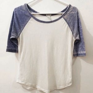 White and Blue Baseball Tee